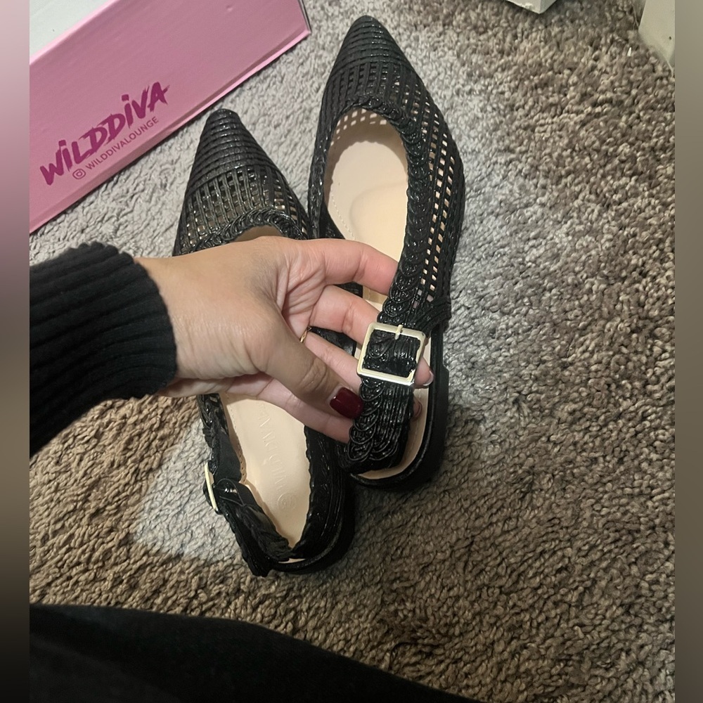 Wild Diva Black Woven Heels - Picture 5 of 6